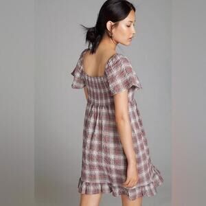 Anthropologie Maeve Women’s S Gingham Prairie Cottagecore Babydoll Mini Dress